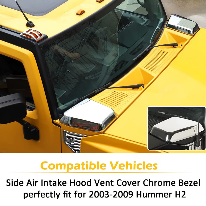 USSKYBOY Side Air Intake Hood Vent Cover Chrome Bezel Exterior Accessories Compatible with Hummer H2 2003-2009 - Image 3