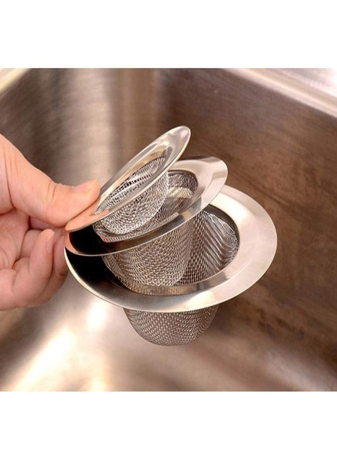 Royals Stainless Steel Sink Strainer Kitchen Drain Basin Basket Filter Stopper Drainer/Jali (3.5cm, 6.5cm & 7.5cm Silver-Pack 0f 3) - Image 1