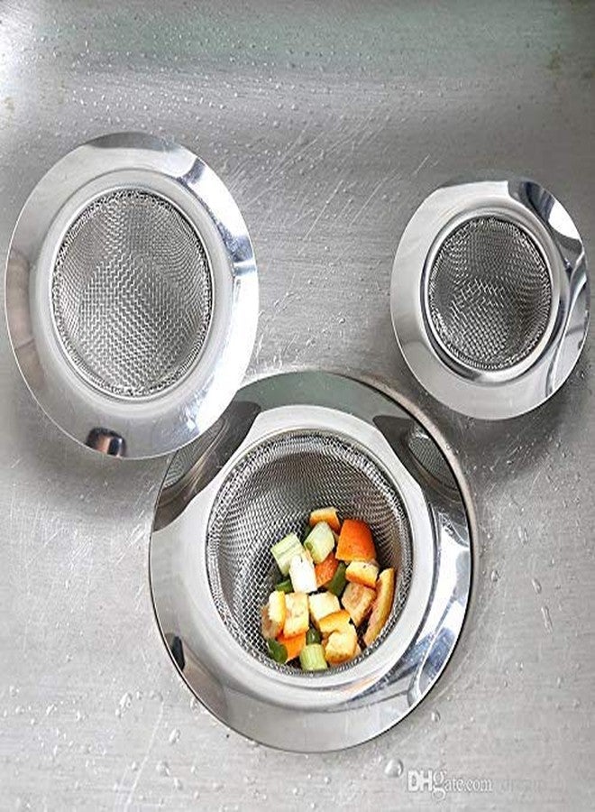 Royals Stainless Steel Sink Strainer Kitchen Drain Basin Basket Filter Stopper Drainer/Jali (3.5cm, 6.5cm & 7.5cm Silver-Pack 0f 3) - Image 4