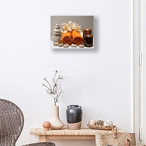 remzoke Bathroom Wall Art Zen Bathroom Decor Zen Meditation Stone Canvas Prints Bathroom Pictures for Wall Zen Spa Painting Modern Artwork Home Decoration for Bathroom Spa Yoga Room 16""x12"" - Image 2
