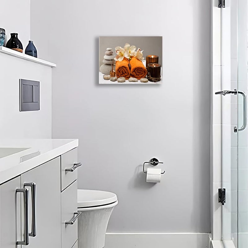remzoke Bathroom Wall Art Zen Bathroom Decor Zen Meditation Stone Canvas Prints Bathroom Pictures for Wall Zen Spa Painting Modern Artwork Home Decoration for Bathroom Spa Yoga Room 16""x12"" - Image 5