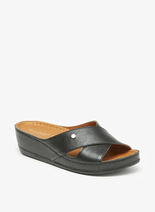 Le Confort Women'S Solid Cross Strap Slip-On Sandal