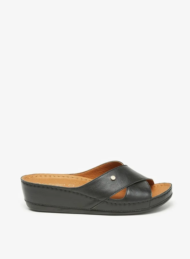Le Confort Women'S Solid Cross Strap Slip-On Sandal