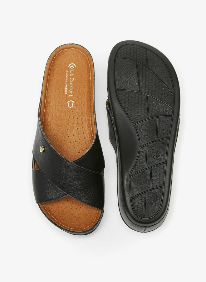 Le Confort Women'S Solid Cross Strap Slip-On Sandal