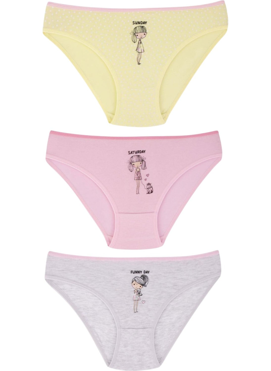 EQru Girls 7 Piece Bikini Panties Days of the Week Written Girl Figure Mixed Color 7 Pieces  - Image 2