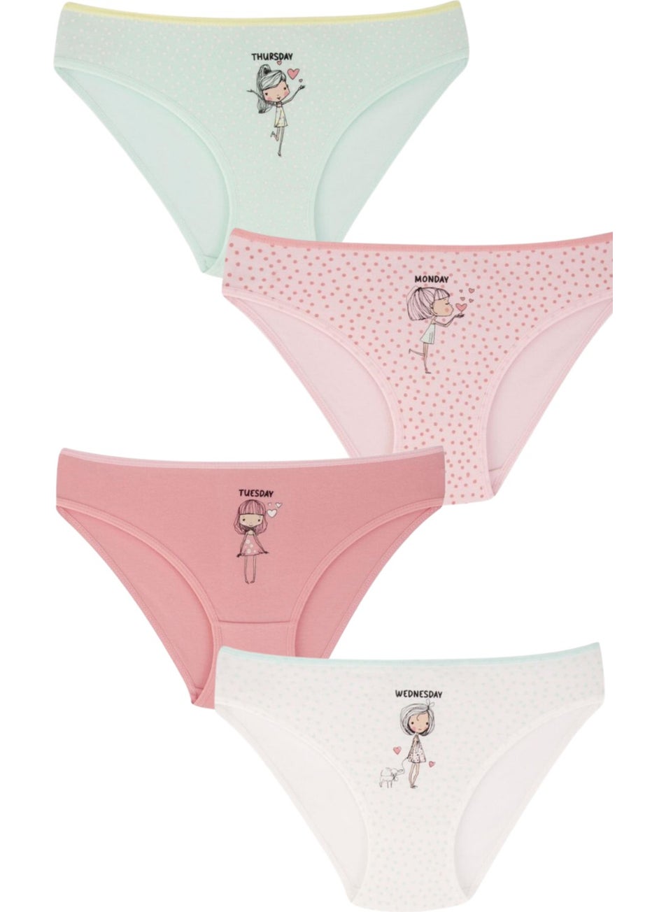 EQru Girls 7 Piece Bikini Panties Days of the Week Written Girl Figure Mixed Color 7 Pieces  - Image 3