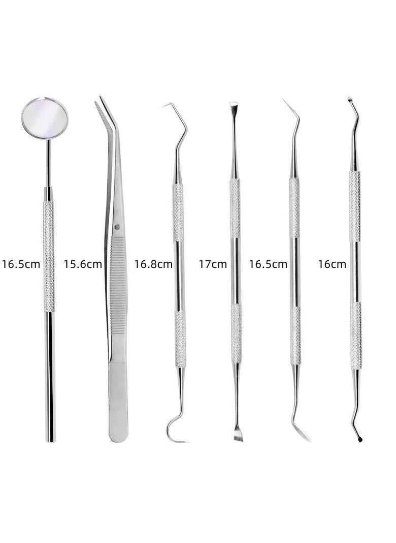 Generic 6PCS Dental Tool Kit – Stainless Steel Teeth Cleaning Set with Tartar Scraper, Dental Mirror, Picks & Explorer, Portable Oral Care Set with Case  - Image 2