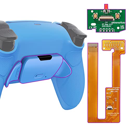 eXtremeRate Starlight Blue Rubberized Grip Programable Rise Remap Kit for ps5 Controller BDM-030 BDM-040, Upgrade Board & Redesigned Back Shell & Back Buttons - Controller NOT Included - Image 1