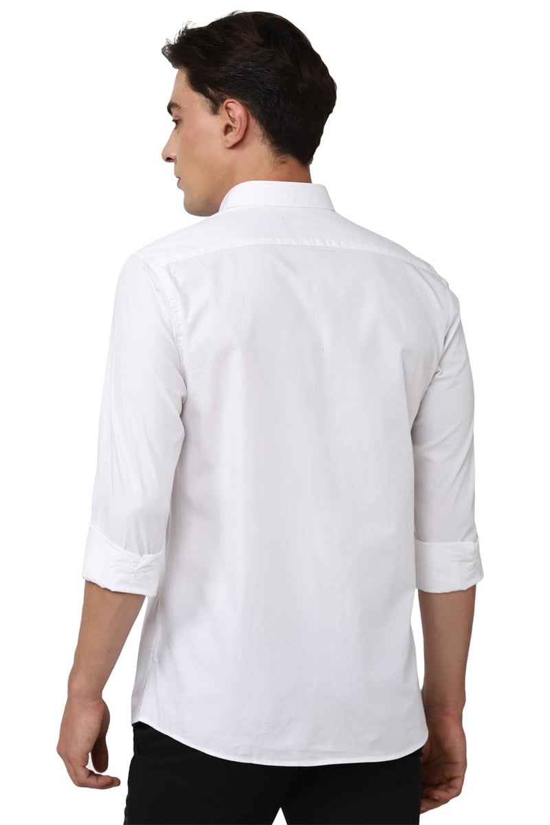 Peter England Men's Slim Fit Full Sleeve Cotton Solid Casual Shirt with Pocket White - Image 5