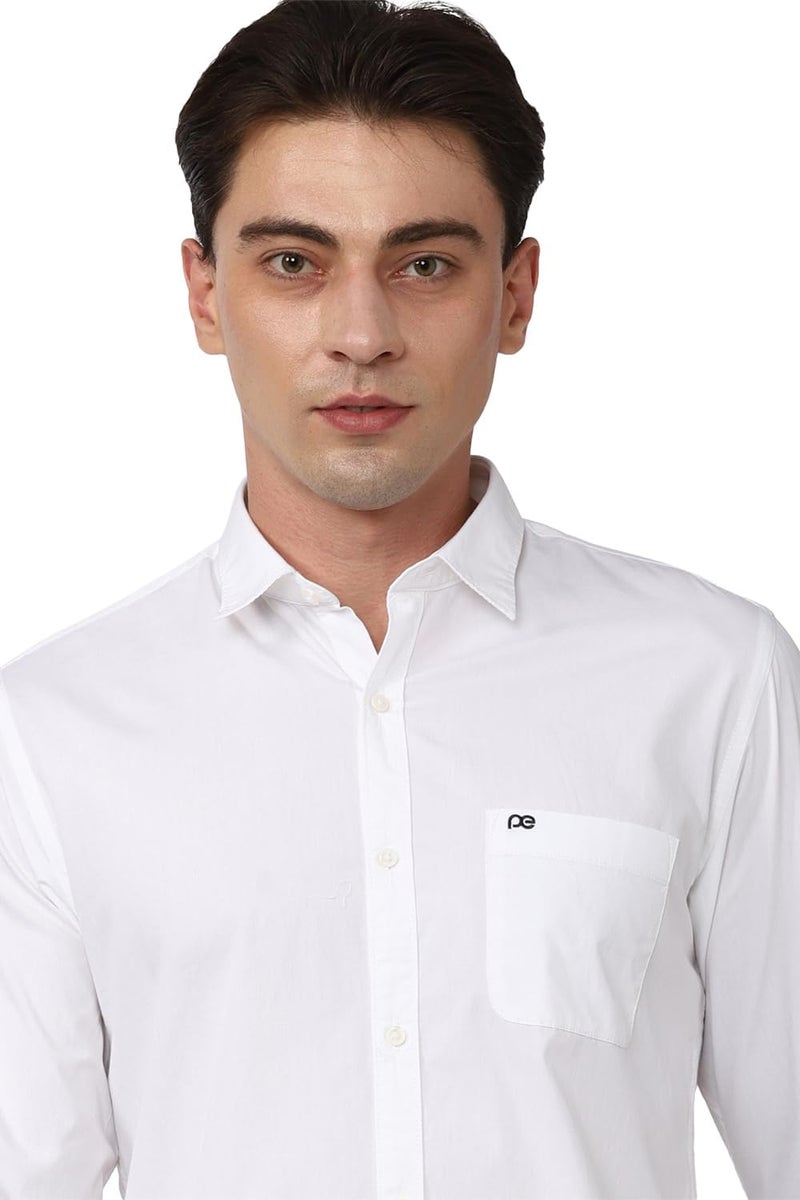 Peter England Men's Slim Fit Full Sleeve Cotton Solid Casual Shirt with Pocket White - Image 4