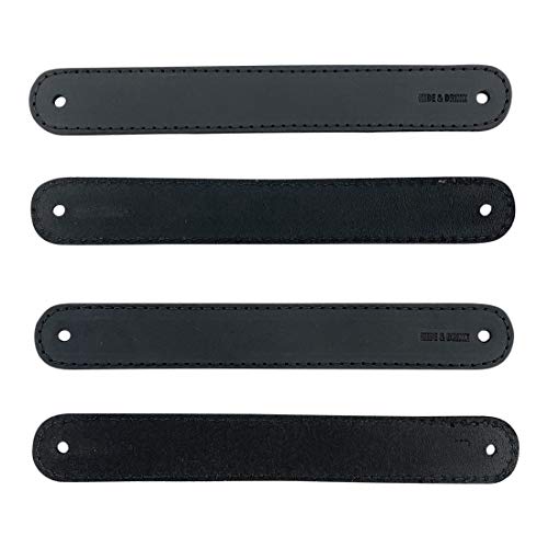 Hide & Drink, Set of 4 Drawer Handles, Durable, Versatile, Easy to Install with Pre-Made Holes, Stylish Home Accessory, DIY, Full Grain Leather, Handmade, Charcoal Black - Image 2