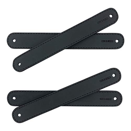 Hide & Drink, Set of 4 Drawer Handles, Durable, Versatile, Easy to Install with Pre-Made Holes, Stylish Home Accessory, DIY, Full Grain Leather, Handmade, Charcoal Black - Image 3