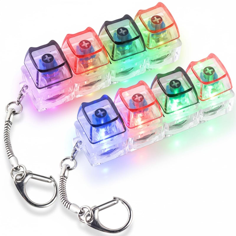 TYRIXKI 2 Pcs Keyboard Fidget Toy Fidget Keychain Keyboard with LED Lights Cat Shape Keyboard Decompression Button Finger Clicker Toys Button Stress Relief Fidget to Relief Stress - Image 3