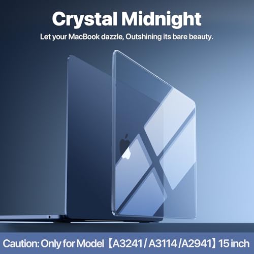 Soonjet for MacBook Air 15 inch Case M4 2025 2024 2023 M3 M2 [Exclusive Midnight, Dazzle Boldly] Hard Shell Cover A3241 A3114 A2941 - Crystal Midnight - Image 2