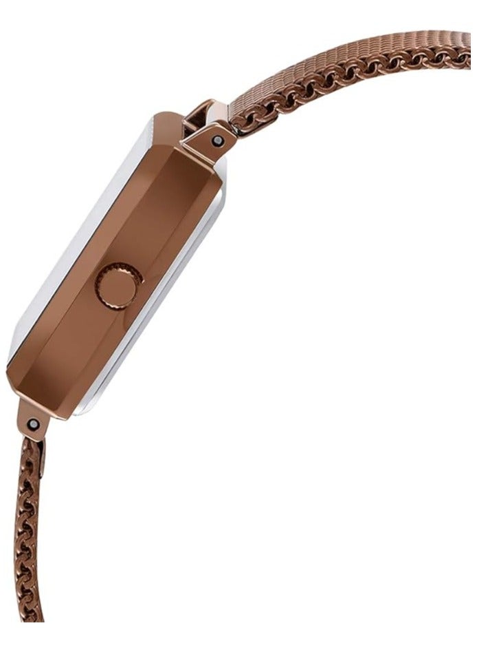 كاسيو ساعة نسائية من كاسيو - LTP-E155MR-9BDF مينا ذهبية، سوار بني - Image 2