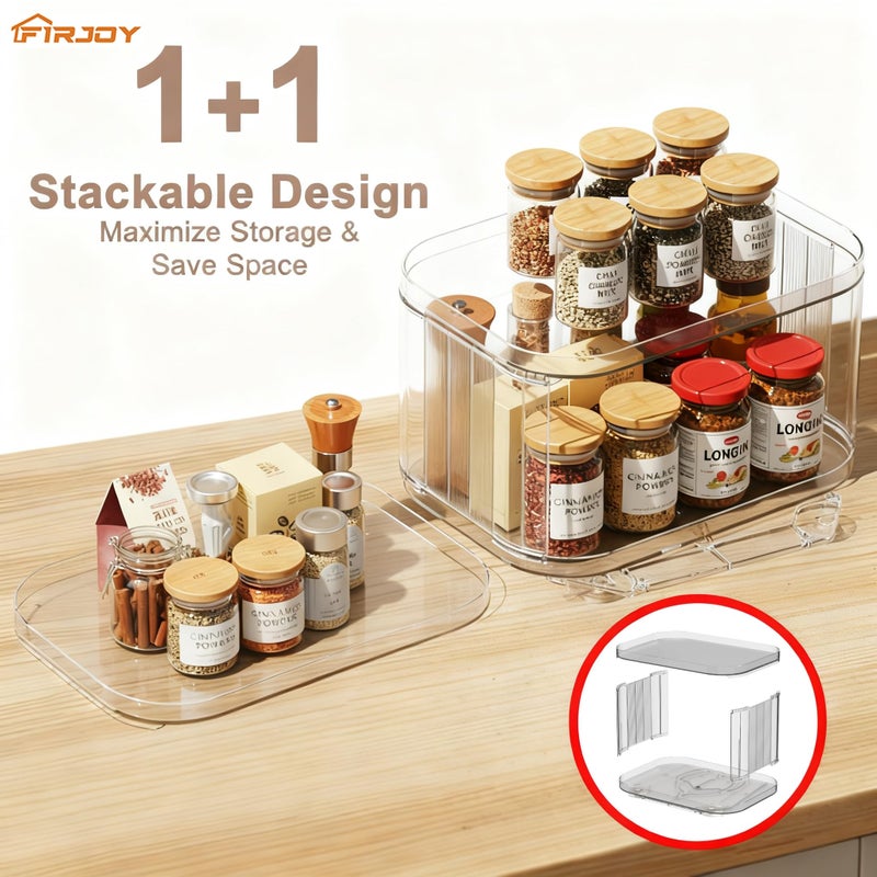 FIRJOY Lazy Susan Organizer for Cabinet, Pantry, Countertop (2 Tier 14" x 10" Clear - 1 Pack, Rectangular) - Image 5