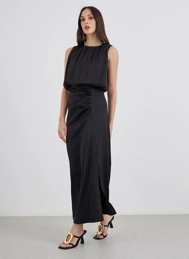 Styli Styli Gathered Detail Sleeveless Sheath Maxi Dress
