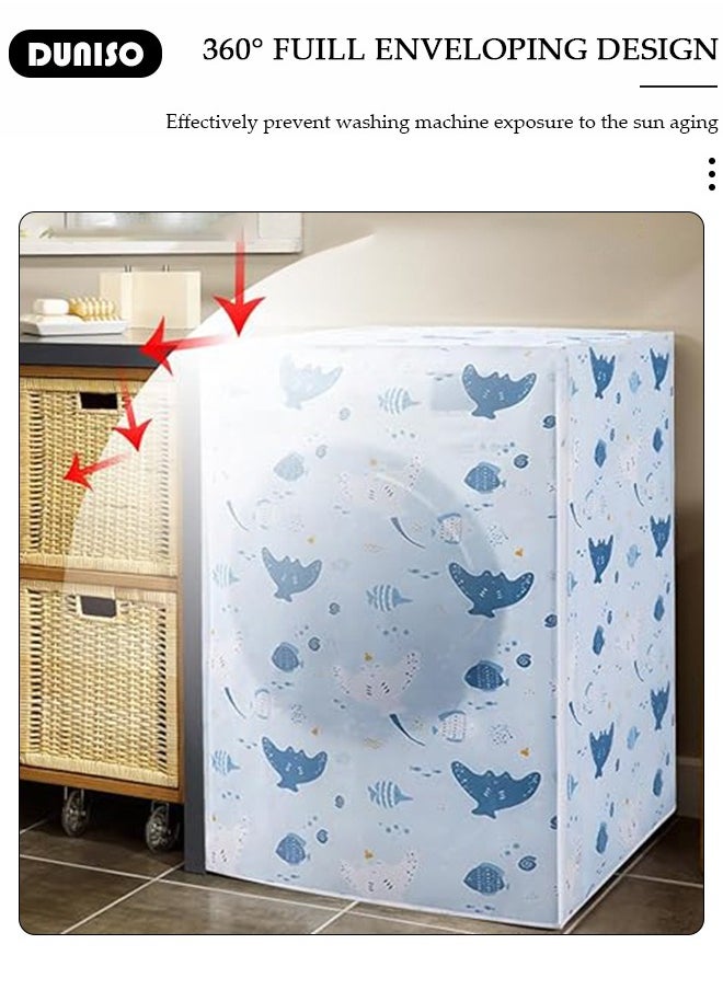 DUNISO Washing Machine Cover,Waterproof and Dustproof Washer Cover, Front Opening External Automatic Roller Washing Machine Cover for 10KG Washer and dryer,Made Of PEVA Material,UV Protection, Aging Resistant  - Image 5