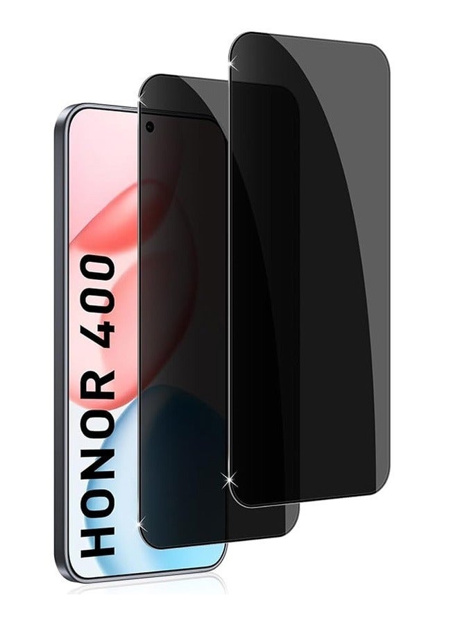 قطعتان من واقي شاشة الخصوصية لهاتف Honor 400 5G، واقي شاشة من الزجاج المقوى 9H لهاتف Honor 400 5G، طبقة كاملة خالية من الفقاعات، طبقة مضادة للخدش (زجاج مقوى مضاد للتجسس) - Image 1