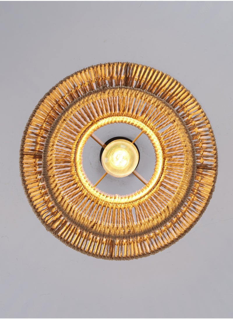 Ganeed Hand-Woven Bamboo Pendant Light, Rattan Handwoven Pendant Lamp, Natural Chandeliers Domed Shape Woven Light 1 Light Hanging Light for Kitchen Farmhouse Brown 31cm  - Image 5