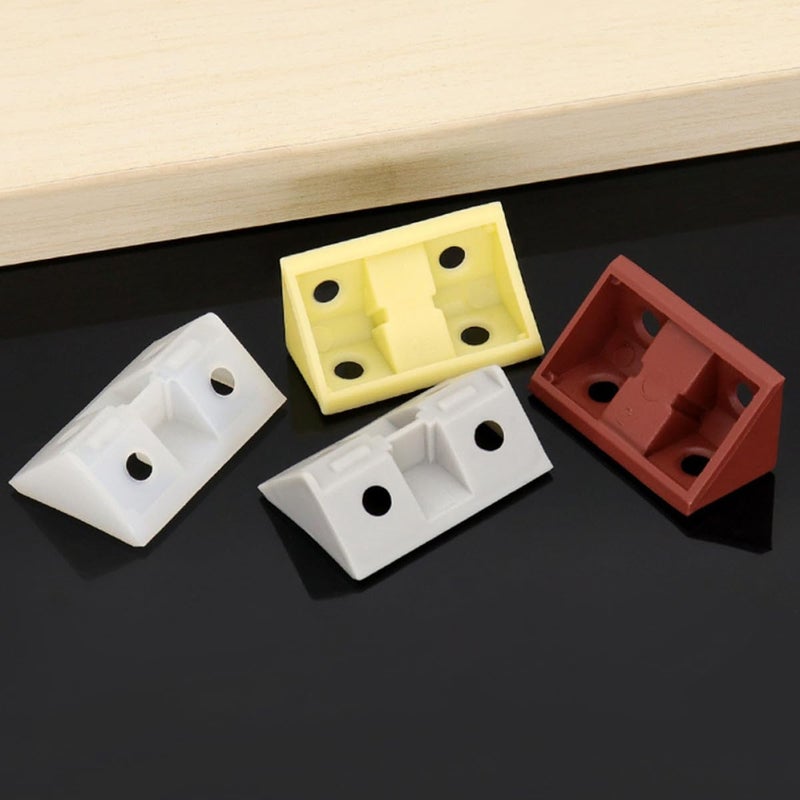 60pcs Plastic Corner Braces Bracket With Cover White Beige Black Gray Brown For Cabinet Shelf Support Furniture Joint Fastener - Image 5