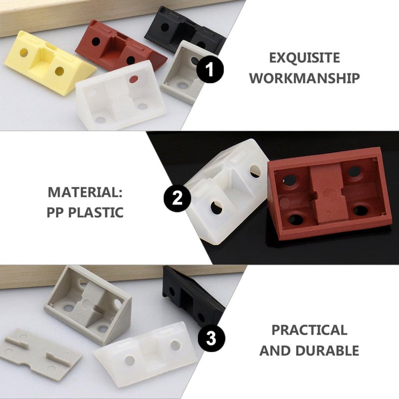 60pcs Plastic Corner Braces Bracket With Cover White Beige Black Gray Brown For Cabinet Shelf Support Furniture Joint Fastener - Image 4