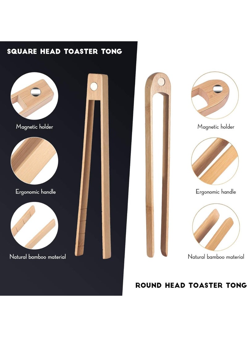 2-Piece Wooden Toaster Tongs with Magnet, Magnetic Bamboo, Natural Bamboo, 22cm/8.7 inches, Wood (Light Brown) - Image 4