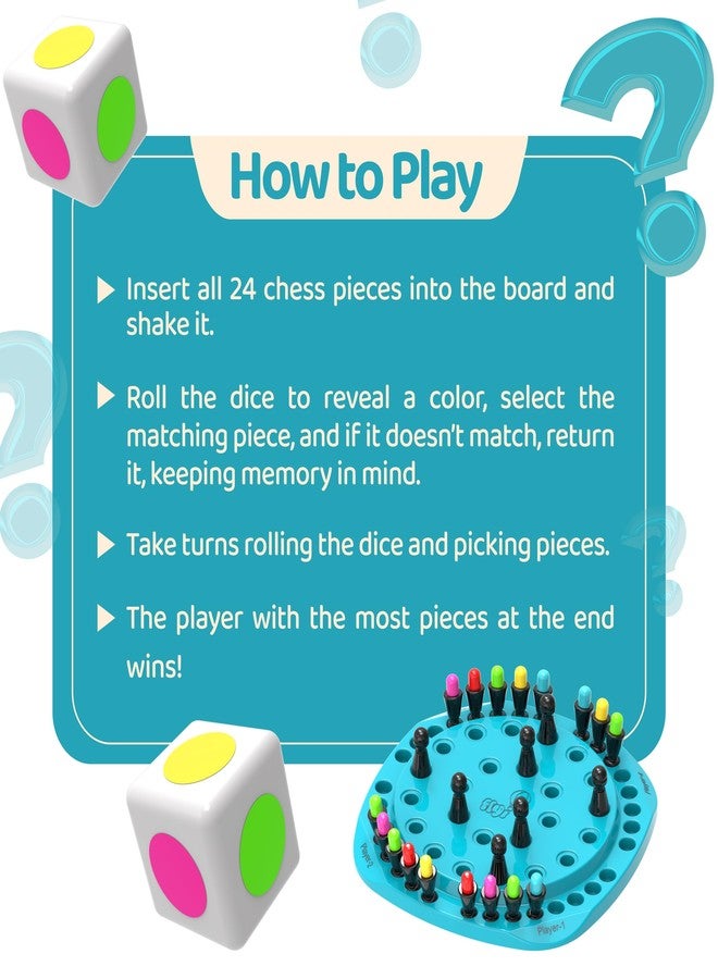 FLYI Memory Chess Game for Kids & Adults, Memory Match Stick Chess Game for 3+ Years, Blowest Colorful Funny Block Color Matching Game Montessori Brain Booster Board Game, Brain Training Board Games - Image 3
