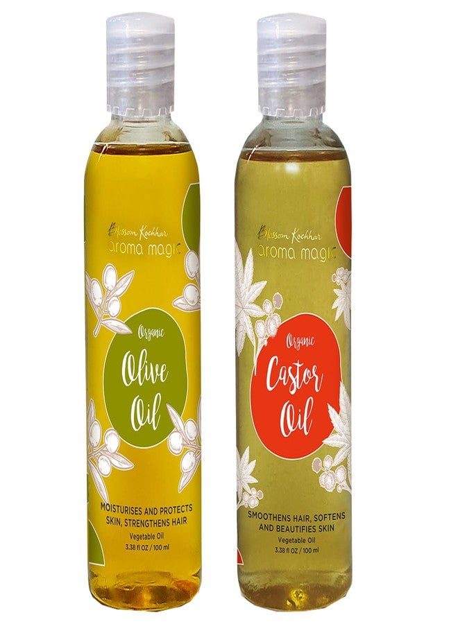 Aroma Magic Organic & Natural Combo | Castor oil- 100ml + Olive Oil- 100 ml | Pack Of 2 - Image 1