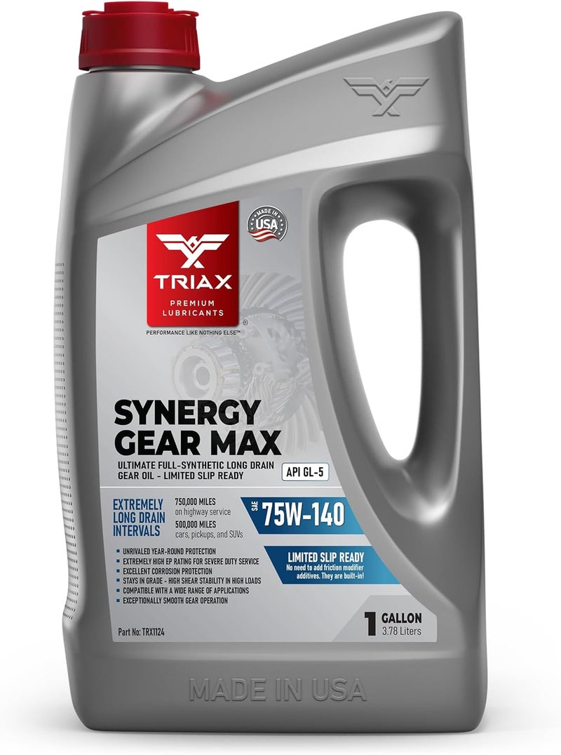 TRIAX Synergy Gear MAX 75W-140 GL-5 Synthetic Gear Oil - 1 Gallon - Image 1