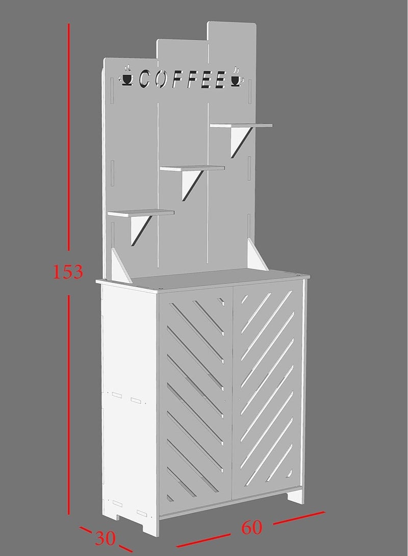 TPGP Coffee corner in wood and black gradient shelves, With bottom doors for storage in an elegant design(Made of lightweight plastic) - Image 3