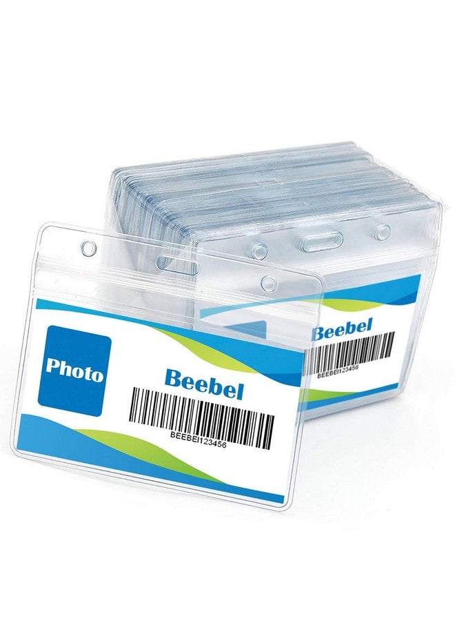 Beebel Lanyard With Waterproof Id Card Holder 50Pcs Clear Plastic Horizontal Name Tags Badge Id Card Holders And 50Pcs Lanyards With Swivel J Hook - Image 5
