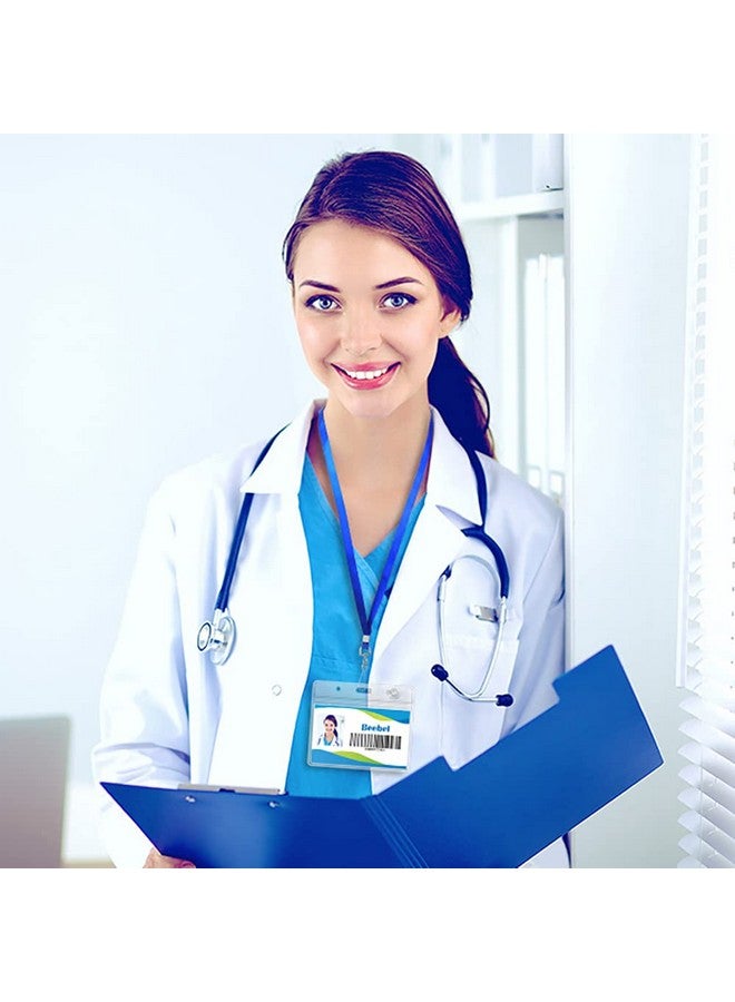 Beebel Lanyard With Waterproof Id Card Holder 50Pcs Clear Plastic Horizontal Name Tags Badge Id Card Holders And 50Pcs Lanyards With Swivel J Hook - Image 3