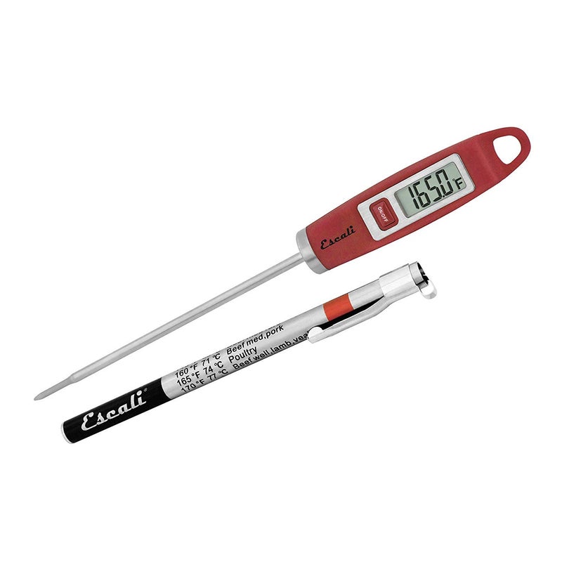 Escali DH1 Gourmet Digital Meat Thermometer with Extra Long Probe NSF Certified Red