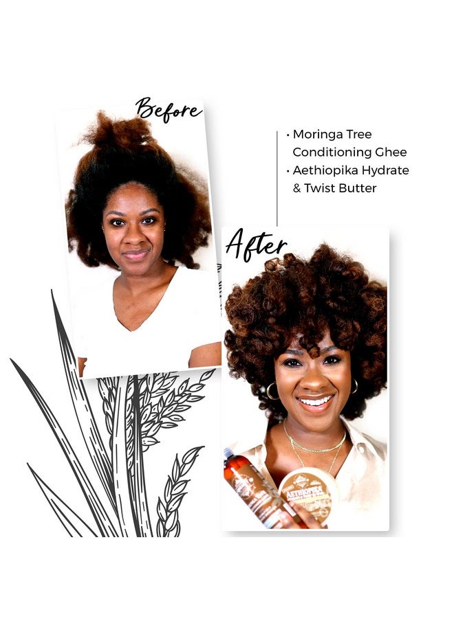 QHEMET BIOLOGICS - Moringa Tree Conditioning Ghee Lightweight Detangling Condition Softens Moderately Dry Hair Without Weighing Down Perfect For Stretching Tight Kinks & Coils (8 Oz) - Image 1