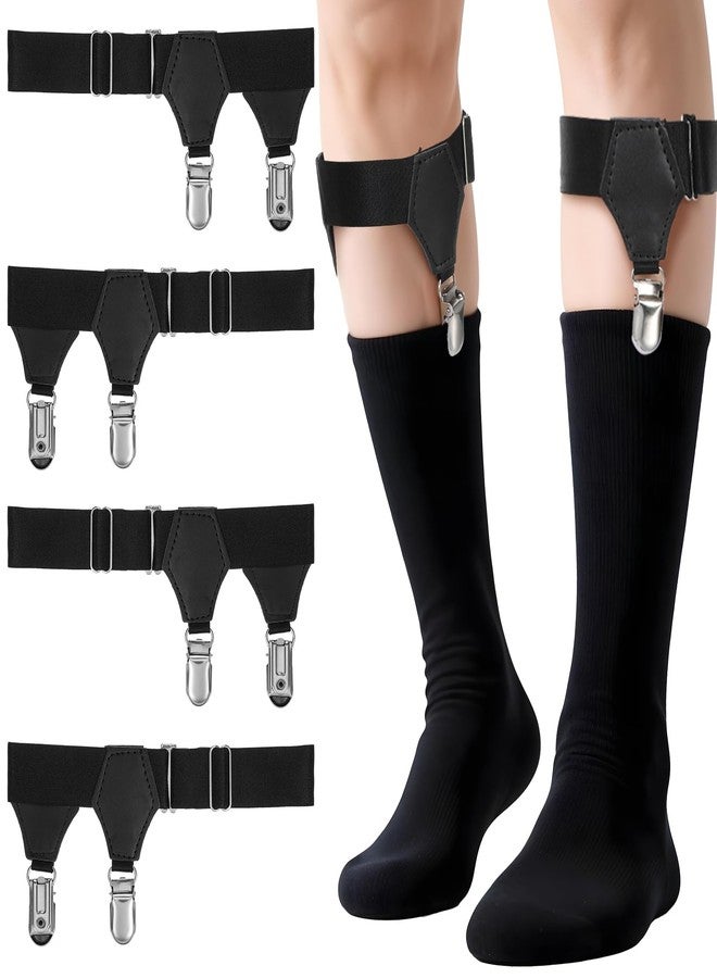 Classicseali 4pcs Sock Garters for Men, Adjustable Mens Sock Garters with Non-slip Clip, Elastic Socks Suspenders Men,Non-Slip Socks Strap Suspenders for Stockings - Image 1