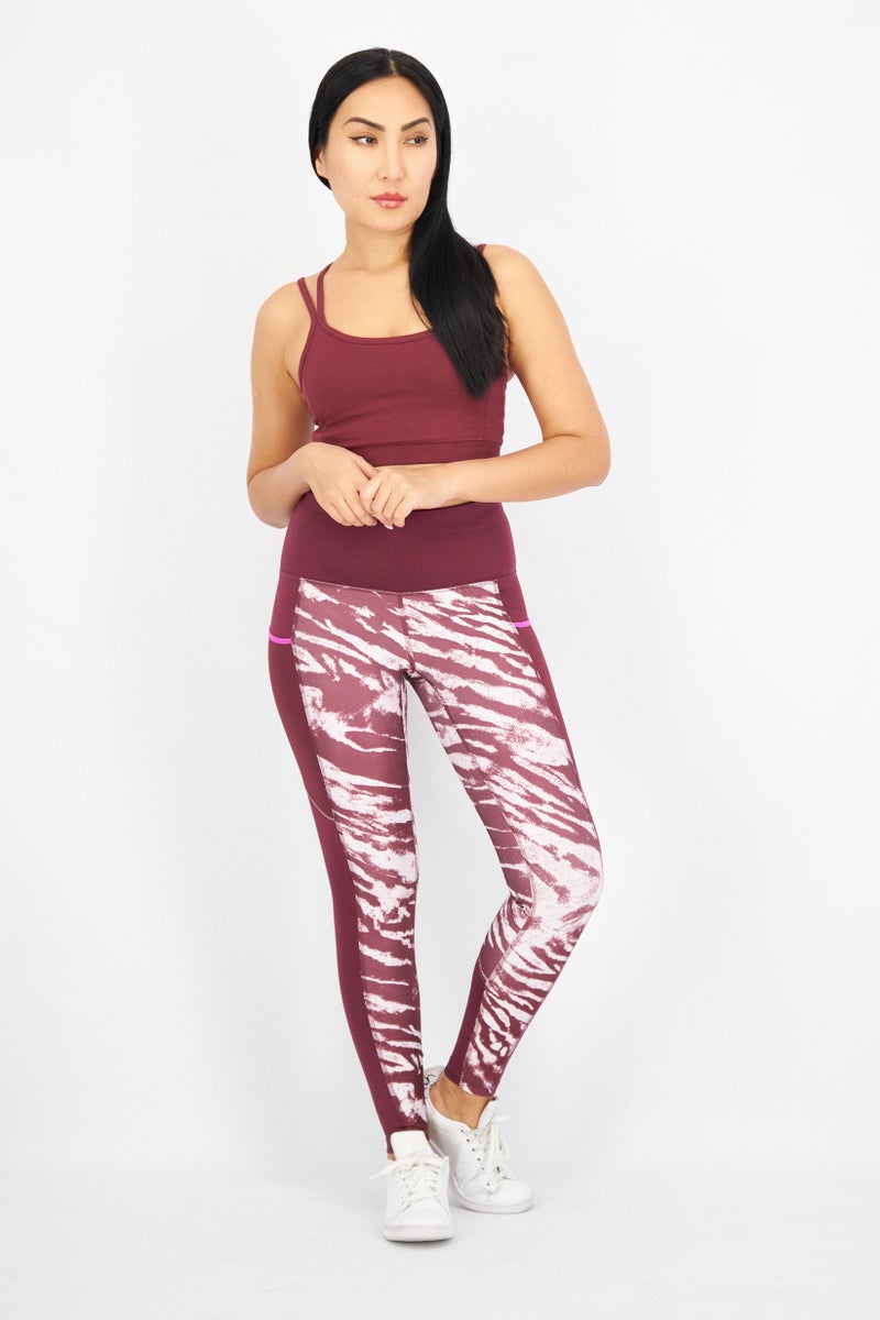 PUMA Women Tight Fit Training Tights, Maroon - Image 2