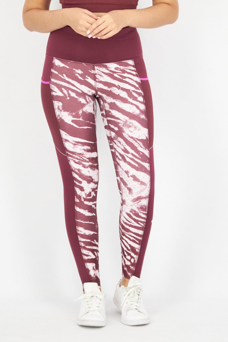 PUMA Women Tight Fit Training Tights, Maroon - Image 1