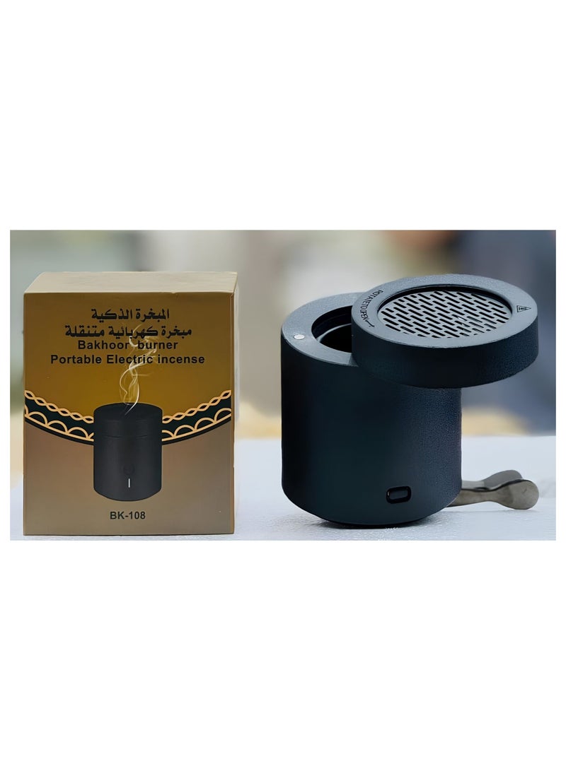 بخور مبخرة بخور كهربائية محمولة قابلة للشحن – مبخرة عود عربية للاستخدام في المنزل والسيارة والمكتب، موزع رائحة بخور بدون دخان مع حامل فحم، هدية أنيقة لرمضان والعيد - Image 2