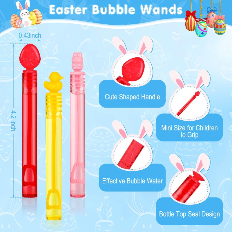 Genuvi Easter Mini Bubble Wands 30Pcs Easter Party Favors For Kids Easter Basket Stuffers Easter Bubbles Bulk For Classroom Prizes Easter Egg Fillers Goodie Bag Stuffers Easter Toys Outdoor Gifts Girls Boys - Image 2