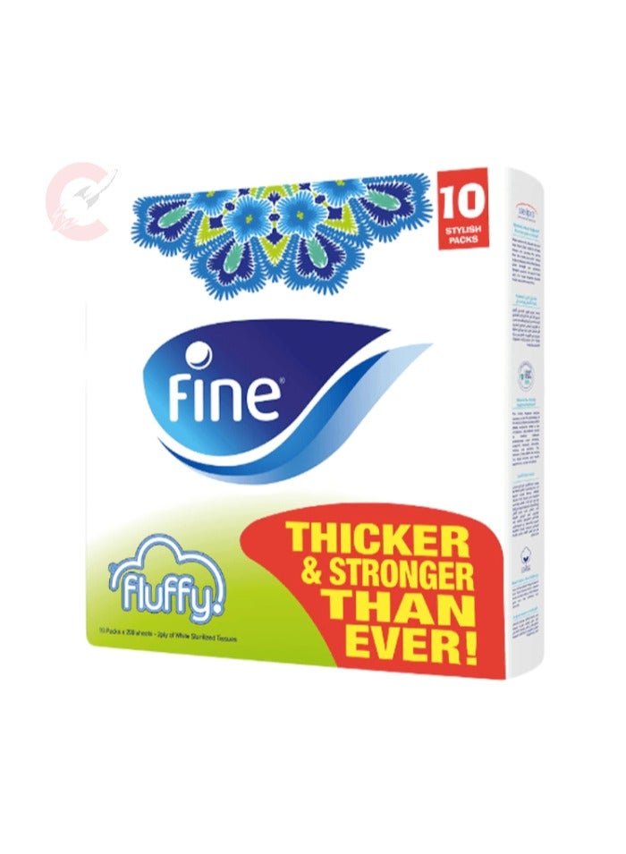 Fine مناديل وجه ناعمة 200 ورقة × 2 طبقة عبوة 10 حماية من الجراثيم - Image 1