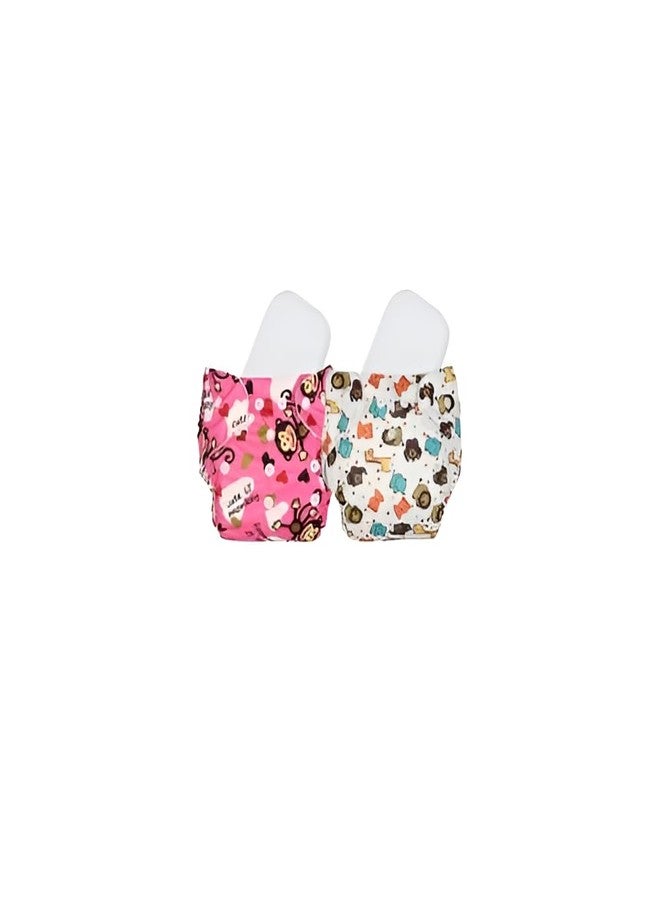 Laee cute BASIC Pack of 14 Side Leakage Proof Reusable Cloth Diaper with Quick Dry UltraThin pads|Freesize, Rash Free,for Kids 0-3 Yrs|Stay Dry & Lasts up to 3Hrs (pink to white) - Image 1