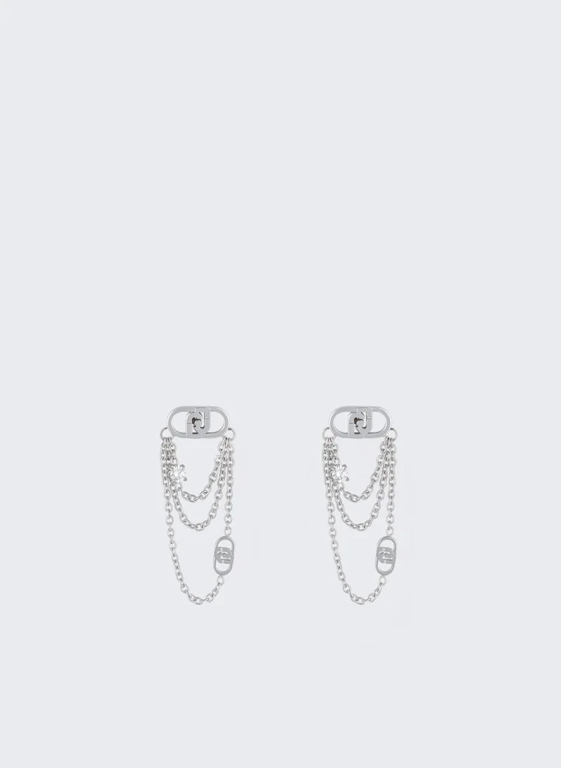 ليو جو أقراط بتصميم متعدد مزينة بشعار الماركة وحبات لؤلؤ