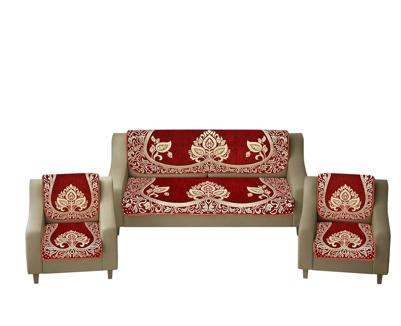 Dazzling DECOR Velvet Sofa Cover 3 Seater and 2 Seater - Premium Sofa Cover 5 Seater Full Cover Set for Couch- Heavy Fabric Sofa Seat Cover Slip Protector, 2701_Maroon - Image 2