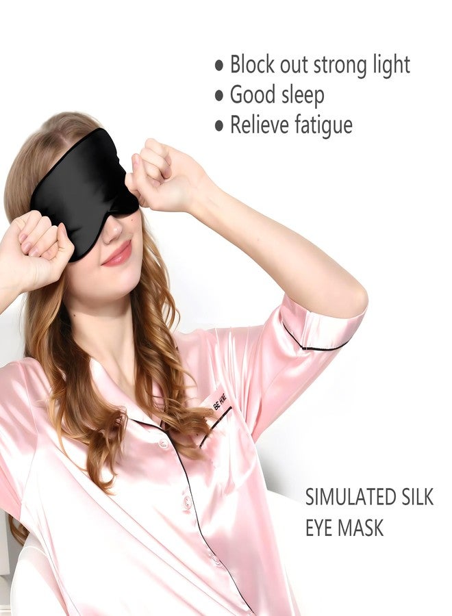 ICSTM Silk Sleeping Mask, Silk Eye Mask with Adjustable Strap, Sleeping Aid Blindfold for Nap, Sleep Mask for Women to Full Night's Sleep, Travel and Nap(1 Pack,Black - Image 2