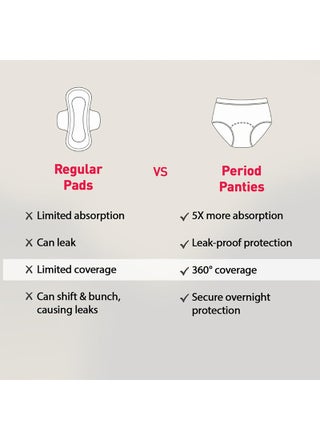سراويل الحيض القابلة للاستخدام لمرة واحدة للنساء، L – XL، حماية صحية 360° للتدفق الغزير - view 4