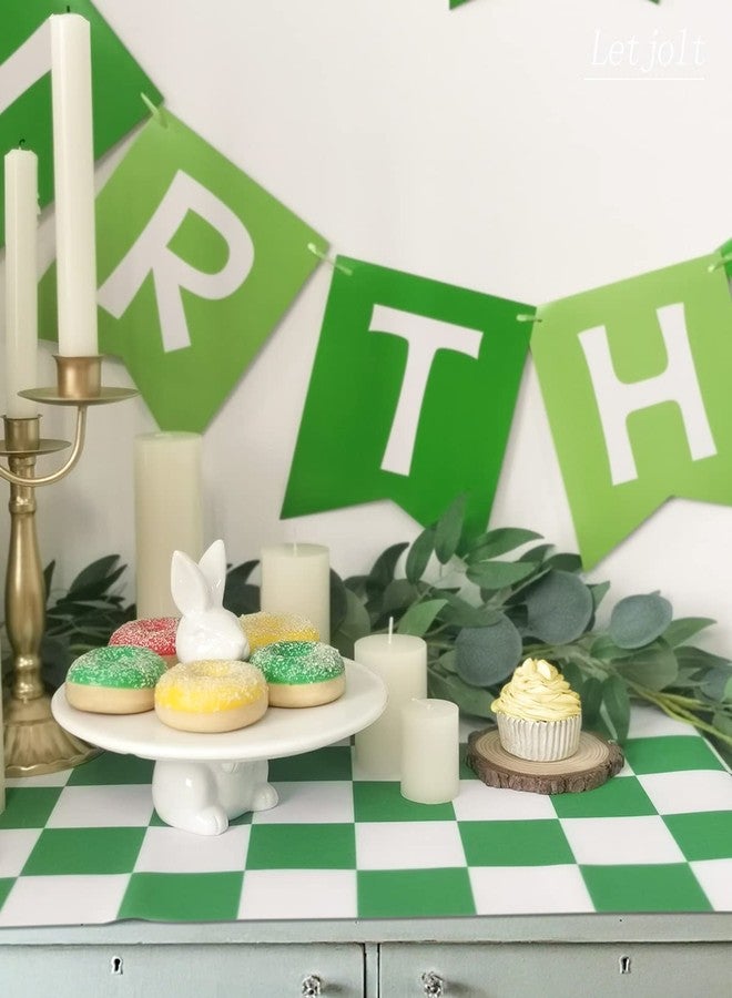 Letjolt Green Happy Birthday Banner Greenery Theme Party Bunting Supplies Signs for Birthday Garland Nursery Hanging Decoration 13pcs - Image 3