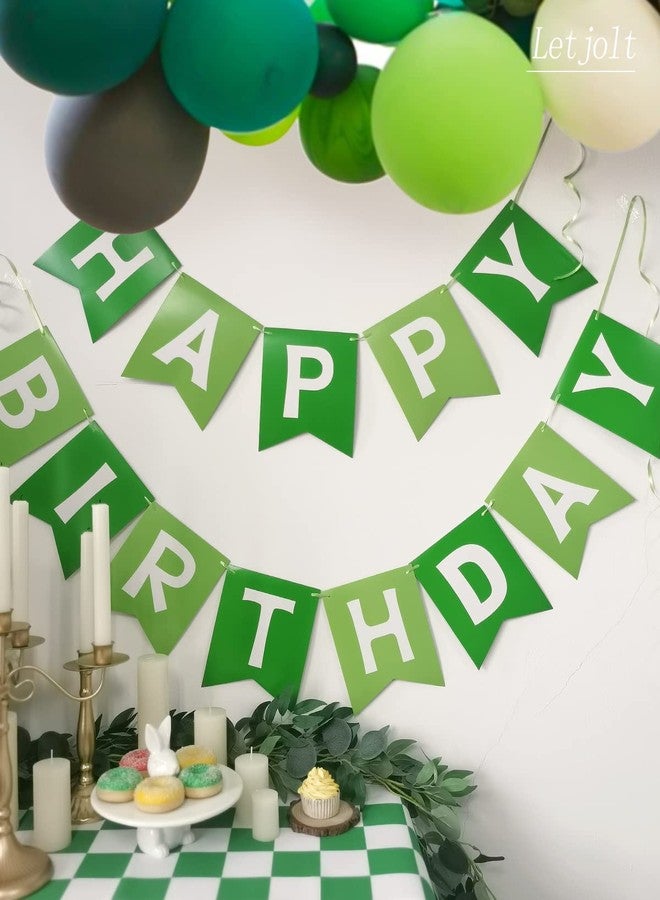 Letjolt Green Happy Birthday Banner Greenery Theme Party Bunting Supplies Signs for Birthday Garland Nursery Hanging Decoration 13pcs - Image 2