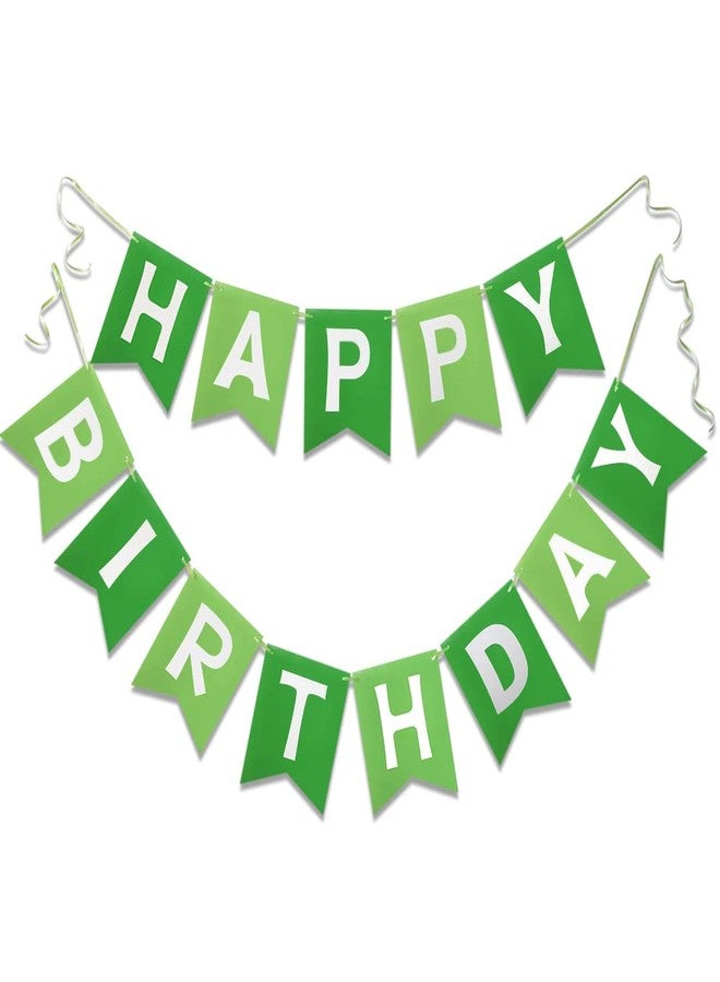 Letjolt Green Happy Birthday Banner Greenery Theme Party Bunting Supplies Signs for Birthday Garland Nursery Hanging Decoration 13pcs - Image 1