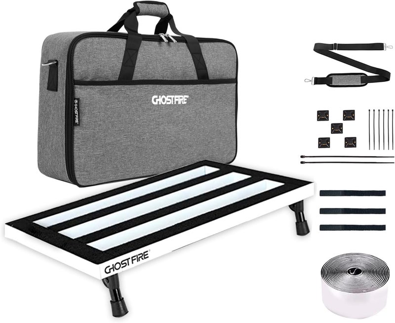 GHOSTFIRE Aluminum Alloy Guitar Pedal Board with Carry Bag (19.8x11.5in, SPL-04W) - Image 1